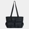 Fashnzfab Multi Pocket Utility Shoulder Tote Bag In Black