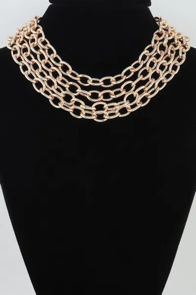 Fashnzfab Multi Polished Link Chain Choker Necklace In Gold