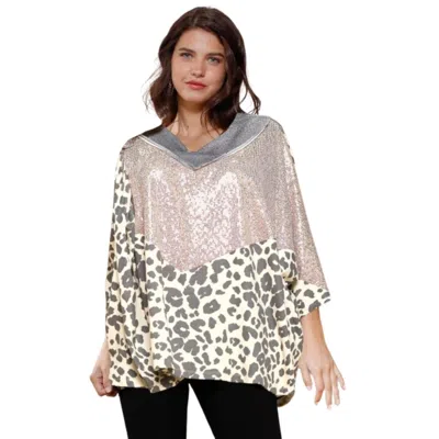 Fashnzfab Multi Print Oversized V-neckline In White