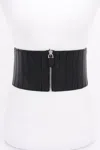 Fashnzfab Multi Pu Zip Front Elastic Belt In Black