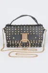 Fashnzfab Multi Purpose Studded Clutch In Black