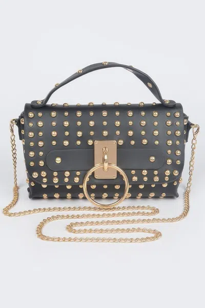 Fashnzfab Multi Purpose Studded Clutch In Black