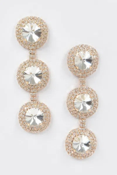 Fashnzfab Multi Rhinestone Dangle Earring In Pink