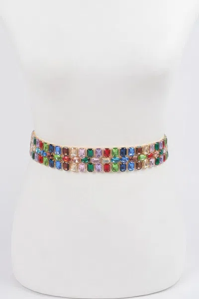Fashnzfab Multi Rhinestone Waist Belt