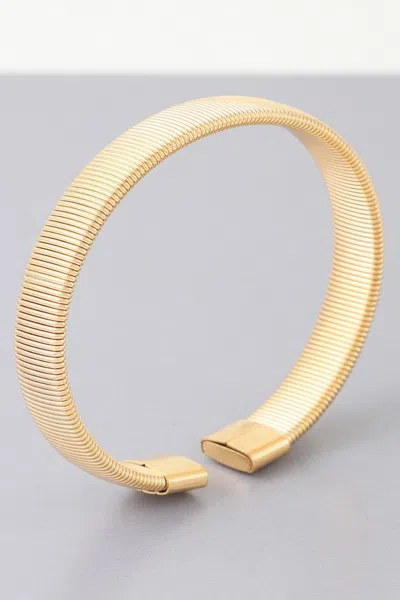 Fashnzfab Multi Ribbed Cuff Bracelet In Gold