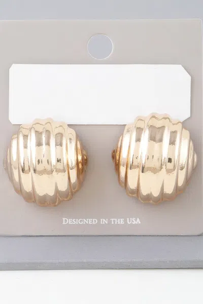 Fashnzfab Multi Ribbed Dome Earrings In Gold