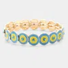 Fashnzfab Multi Round Color Block Stretch Bracelet Aqua, Gold In Multi