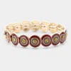 Fashnzfab Multi Round Color Block Stretch Bracelet Burgundy, Gold In Gold