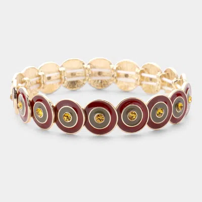 Fashnzfab Multi Round Color Block Stretch Bracelet Burgundy, Gold