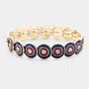 Fashnzfab Multi Round Color Block Stretch Bracelet Gold, Navy In Multi
