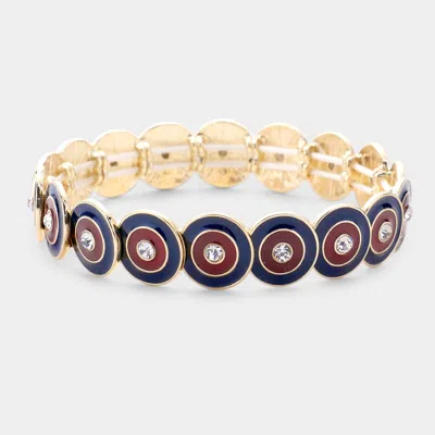 Fashnzfab Multi Round Color Block Stretch Bracelet Gold, Navy In Blue