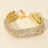 Fashnzfab Multi Row Rhinestone Evening Bracelet Ab, Gold In Multi