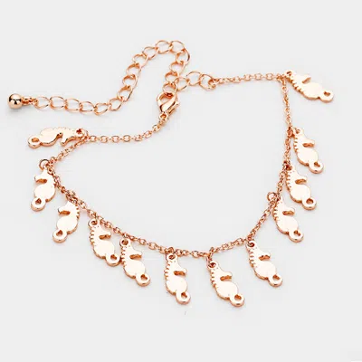 Fashnzfab Multi Seahorse Metal Charm Bracelet Rose Gold