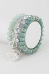 Fashnzfab Multi Seashell Crystal Bracelet In Multi
