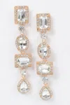 Fashnzfab Multi Shape Stone Earring In Gold