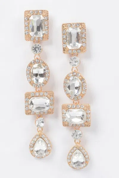 Fashnzfab Multi Shape Stone Earring In Gold