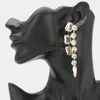 Fashnzfab Multi Shaped Stone Link Drop Statement Evening Earrings - Clear, Gold In Gold