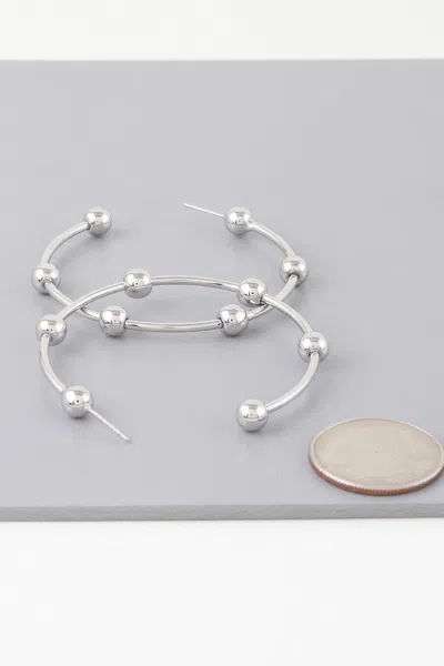 Fashnzfab Multi Shiny Bead Hoop Earrings In Silver