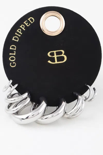 Fashnzfab Multi Shiny Hoop Earrings Set In Silver