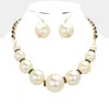 Fashnzfab Multi Sized Pearl Round Stone Necklace In Multi