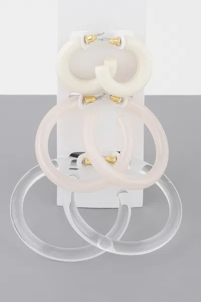 Fashnzfab Multi Solid Hoop Earrings Set In White