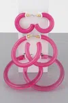 Fashnzfab Multi Solid Hoop Earrings Set In Pink