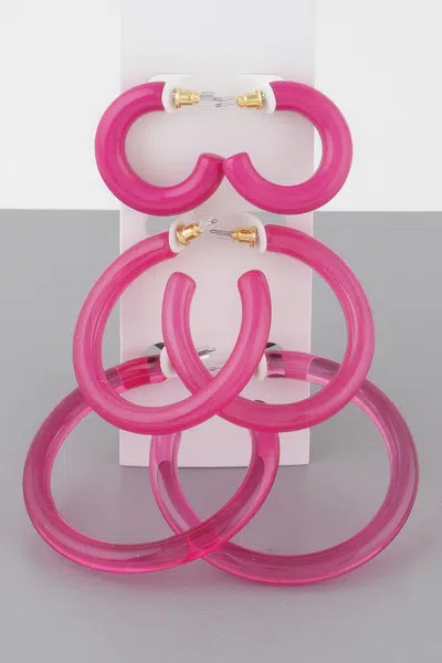 Fashnzfab Multi Solid Hoop Earrings Set In Pink
