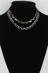Fashnzfab Multi Square Crystal Charm Necklace In Multi