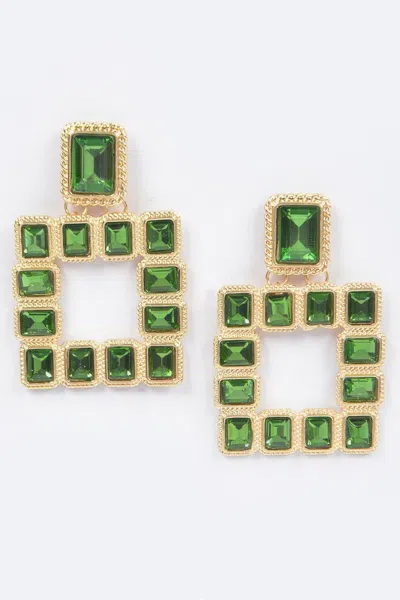 Fashnzfab Multi Square Gemstone Earrings