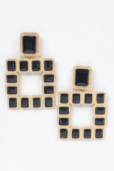 Fashnzfab Multi Square Gemstone Earrings In Black