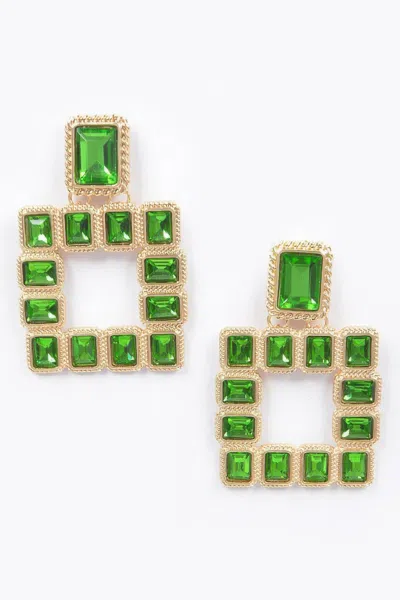 Fashnzfab Multi Square Gemstone Earrings In Green