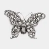 Fashnzfab Multi Stone Butterfly Pin Brooch In Silver