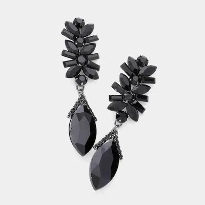 Fashnzfab Multi Stone Cluster Dangle Evening Earrings - Jet Black