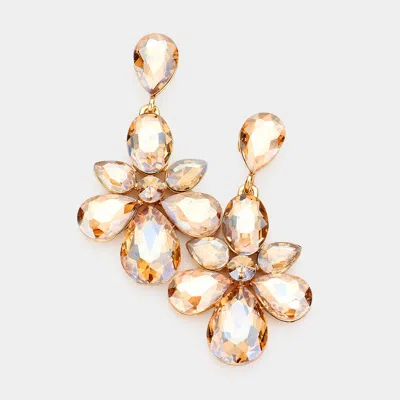 Fashnzfab Multi Stone Cluster Dangle Evening Earrings - Lt Col Topaz