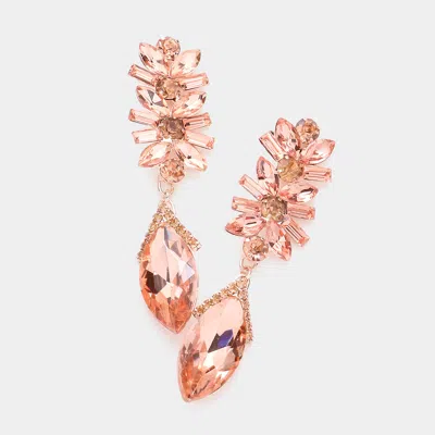Fashnzfab Multi Stone Cluster Dangle Evening Earrings - Peach In Pink