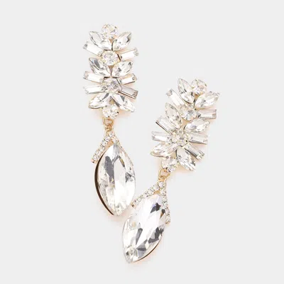 Fashnzfab Multi Stone Cluster Dangle Evening Earrings In Gold