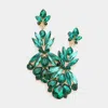 Fashnzfab Multi Stone Cluster Dangle Evening Earrings In Green