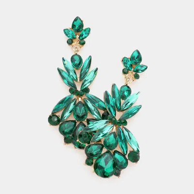 Fashnzfab Multi Stone Cluster Dangle Evening Earrings In Green