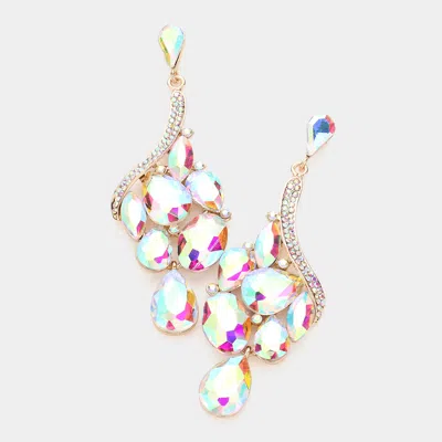 Fashnzfab Multi Stone Cluster Dangle Evening Earrings In Pink