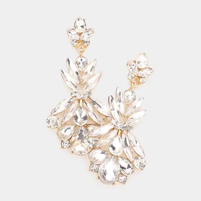 Fashnzfab Multi Stone Cluster Dangle Evening Earrings In Silver