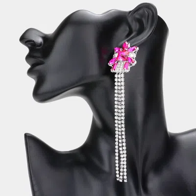 Fashnzfab Multi Stone Cluster Dropped Rhinestone Dangle Evening Earrings In Metallic