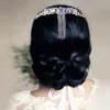 Fashnzfab Multi Stone Cluster Dropped Rhinestone Sash Ribbon Bridal Wedding Belt / Headband In Multi