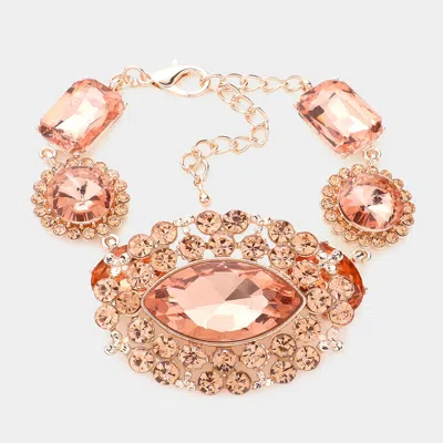 Fashnzfab Multi Stone Cluster Evening Bracelet Peach In Pink