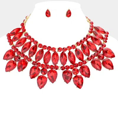 Fashnzfab Multi Stone Cluster Evening Necklace