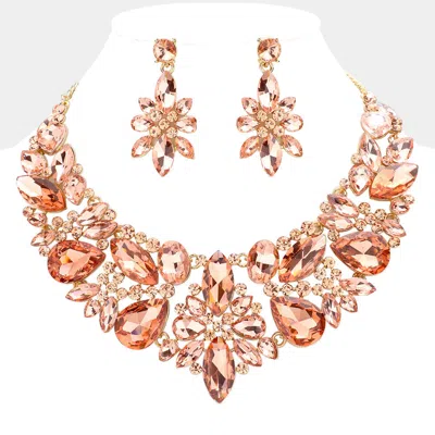 Fashnzfab Multi Stone Cluster Evening Necklace