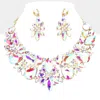 Fashnzfab Multi Stone Cluster Evening Necklace In Metallic