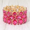 Fashnzfab Multi Stone Cluster Evening Stretch Bracelet - Fuchsia, Gold In Multi