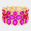 Fashnzfab Multi Stone Cluster Evening Stretch Bracelet Ab, Purple In Multi