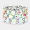 Fashnzfab Multi Stone Cluster Evening Stretch Bracelet Ab, Silver In Multi