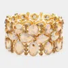 Fashnzfab Multi Stone Cluster Evening Stretch Bracelet Lt Col Topaz In Multi